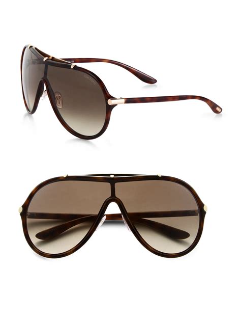 Tom Ford Ace Oversized Round Shield Sunglasses In Black Lyst