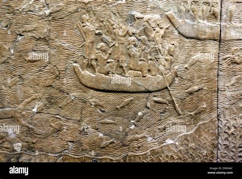 Assyrian Carvings Showing A Campaign In Southern Iraq Dated About