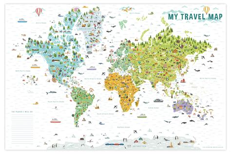 World Map With Countries Kids Room Decor Interactive Travel World