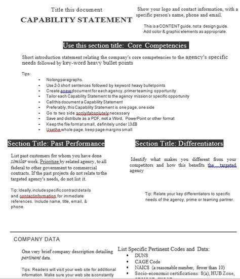 25 Free Capability Statement Templates Word PDF Best Collections