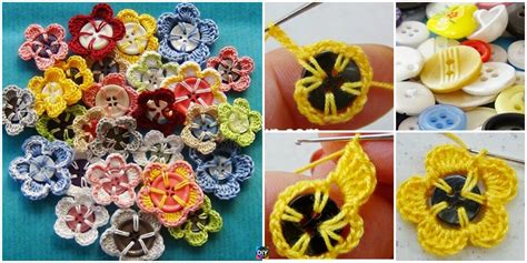 Crochet Button Flowers Free Pattern Video DIY EVER