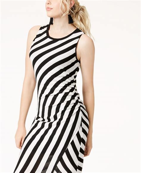 Bar Iii Striped Side Ruched Knit Dress Created For Macys Macys