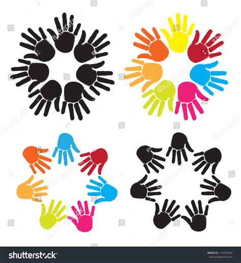 Joined Hands Form Circles Different Colors Stock Vector Royalty Free
