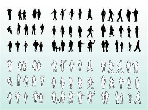 People Silhouettes And Outlines Vector Art And Graphics