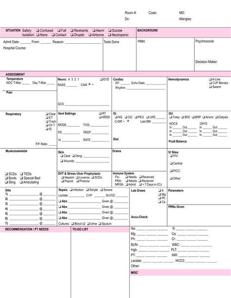 Icu Report Sheet Template