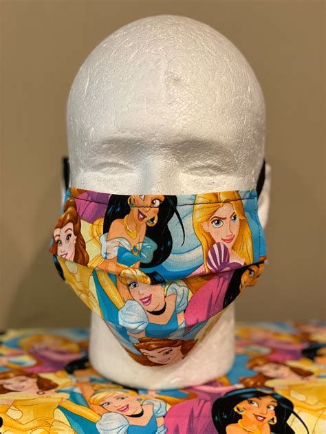 Disney Princess Face Mask With Nose Wire Elastic With Etsy