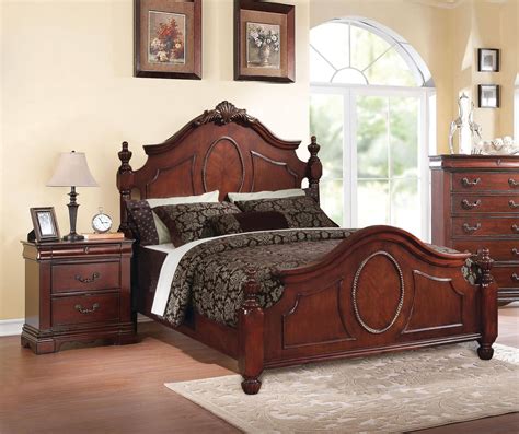 Buy Acme Estrella 21727ek King Poster Bedroom Set 3 Pcs In Dark Cherry Wood Wood Veneers Online