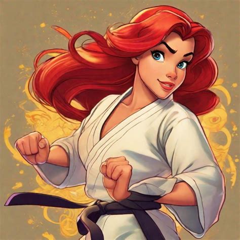 Vivid Detailed Ariel Disney Princess Karate Black Openart
