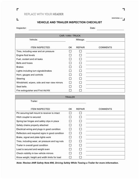 Truck inspection checklist to prepare for dot inspections. Trailer Inspection Form Template Elegant Vehicle And ...