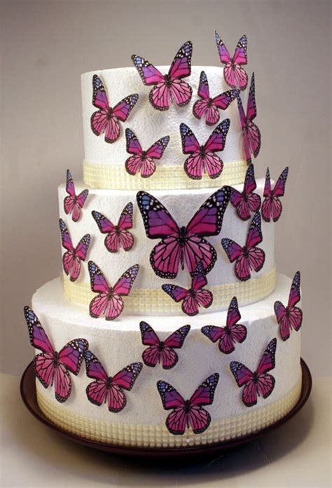 Edible Butterfly Cake Decorations Pink And Purple Edible Etsy