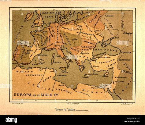 Mapa De Europa En El Siglo Xv Publicado En El Libro De Historia