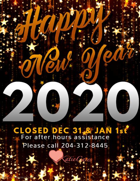 Happy New Year 2020 Holiday Hours Katie Cares
