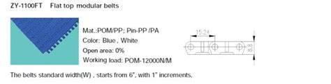 Zy1100ft Flat Top Modular Belts Pom Food Grade Conveyor