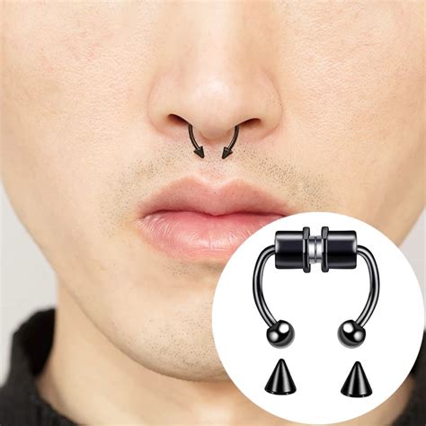 Fake Nose Ring Non Piercing Horseshoe Septum Piercing Magnetic Hoop