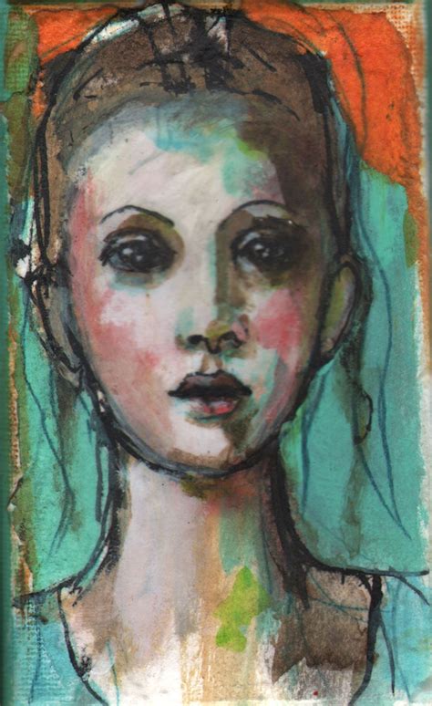 Mixed Media Faces This Is A 3″x5″ Mixed Media Painting On Canvas The