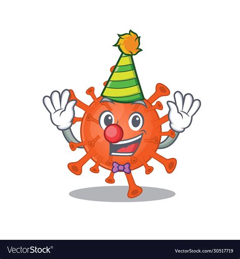 Cute And Funny Clown Deadly Corona Virus Cartoon Vector Image