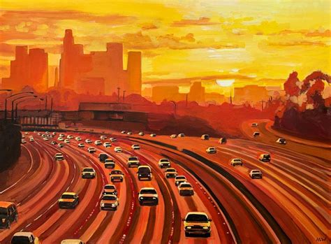 Dc & associates painting company, inc. Angela Wakefield - Painting of Los Angeles Highway Sunset ...