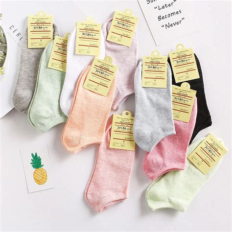 Fashion Woman Socks Colored Cotton Candy Color Girl 1pair Casual All Match Invisibility 10colors