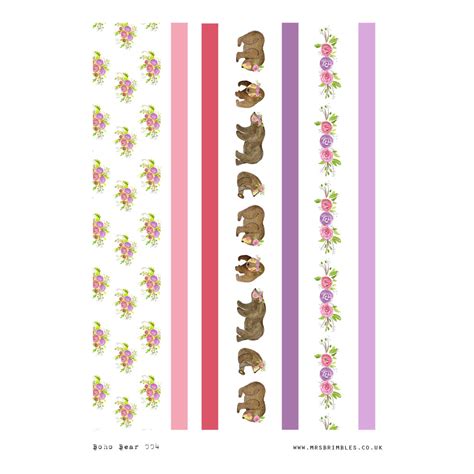Boho Bear ‘washi Tape Sticker Strips 004 Mrsbrimbles