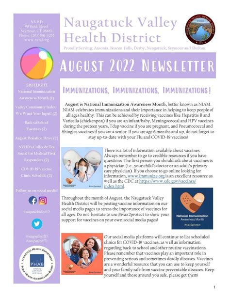 August 2022 Newsletter Naugatuck Valley Health District