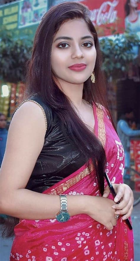 red saree dehati girl photo india beauty women