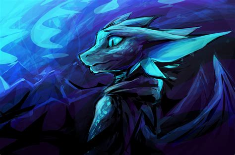 Wallpaper Illustration Anime Blue Dragon Furry Anthro Darkness