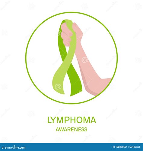 Lymphoma Awareness Ribbon In Hand Medical Illustration Stock Vector