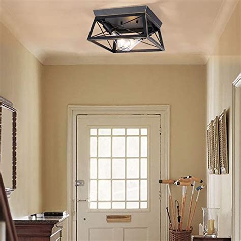 Its round canopy is crafted from metal, sporting a series of hanging teardrop crystals for a chic look. HMVPL Industrial Close to Ceiling Light, Farmhouse Light ...