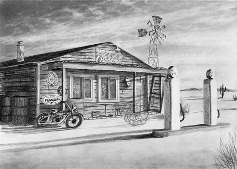 Art By Nolan Blog Archive How To Draw An Old Gas Station