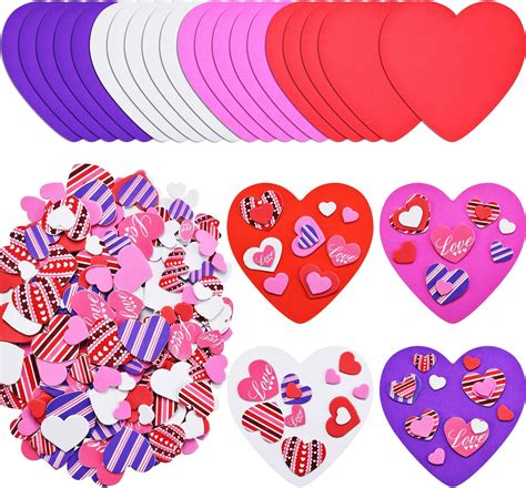 320 Pieces Valentines Foam Heart Craft Set Includes 20
