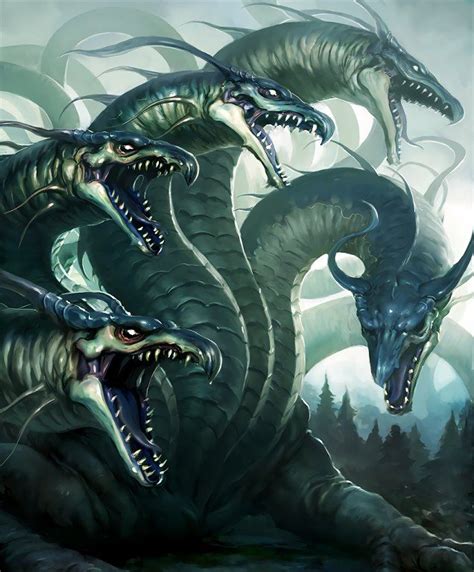 Card Hydra Mythical Creatures Art Greek Mythical Creatures