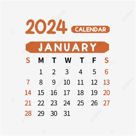January 2024 Calendar Simple Brown January Calendar Calendar Png And