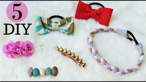 5 Diy Quick And Easy Hair Accessoires I How To Make Hair Clips I Hair