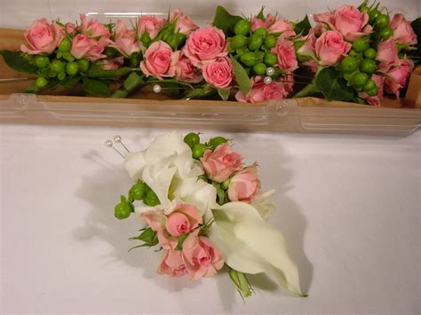 White Calla Lily Pink Spray Rose Corsage And Boutonnieres