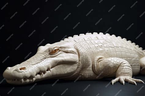 Premium Ai Image A Carved White Crocodile With A Mouth And Nose