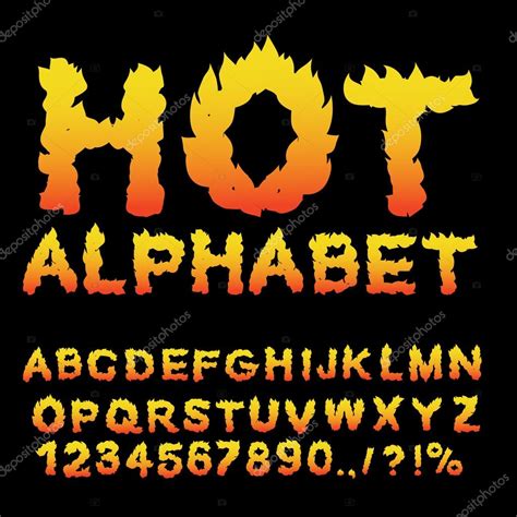 Hot Alphabet Flame Font Fiery Letters Burning Abc Fire Stock Vector Art