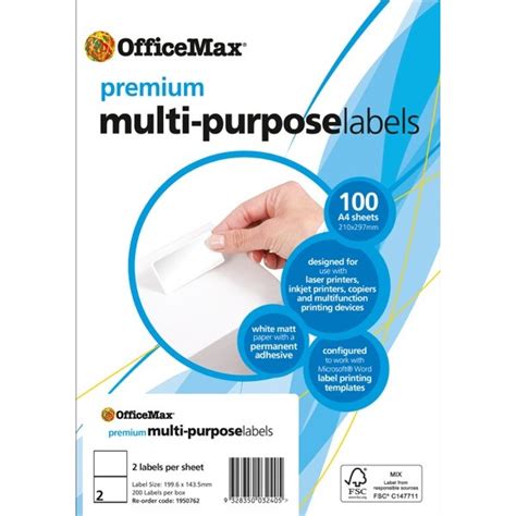 From basic office supplies, such as printer paper and labels, to office equipment, like file cabinets and stylish office furniture, office depot and officemax . OfficeMax Premium Laser Labels 199.6x143.5mm 2 Per Sheet ...
