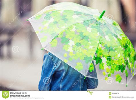 Portrait Of Beautiful Young Pre Teen Girl With Umbrella