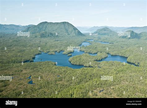 An Aerial View Of Boggy Waterlogged Marshlands And Mountains In The