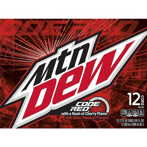 Mtn Dew Code Red Soda Cherry Fl Oz Count Packaged Soda