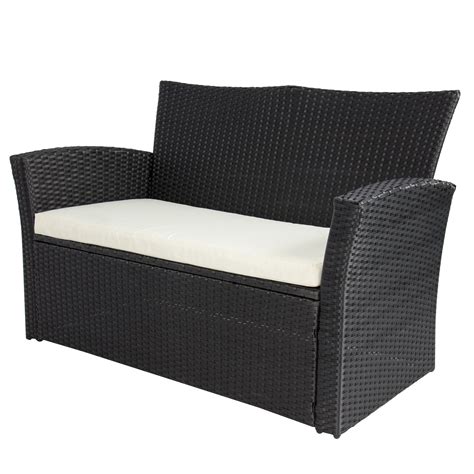 4pc Outdoor Patio Garden Furniture Wicker Rattan Sofa Set Black