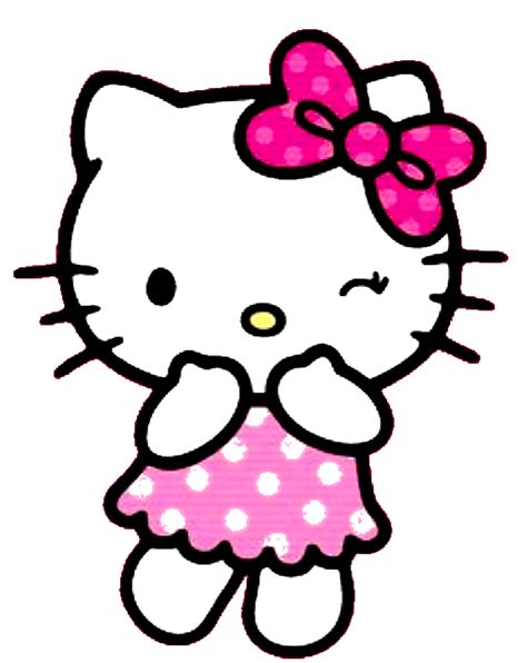 A Hello Kitty With Pink Polka Dots On Her Dress