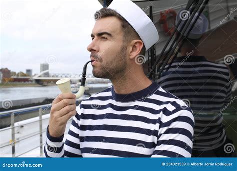 Classic Looking Sailor Smoking With Pipe Stock Image Image Of Human Beard