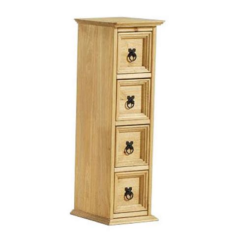 Conway Narrow Storage Chest With 4 Drawers In Solid Pine Wood