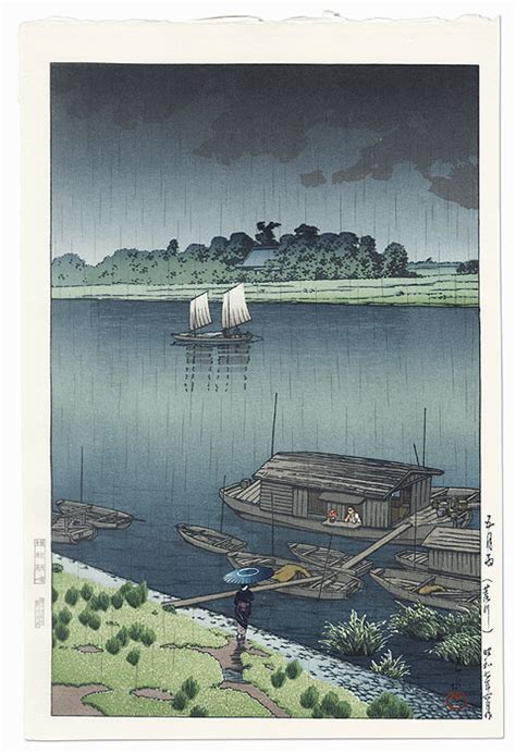 Fuji Arts Japanese Prints Early Summer Rain Arakawa 1932 By Hasui