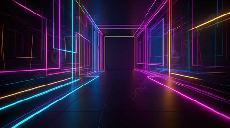 Glowing Neon Lines On A Fluorescent Ultraviolet Abstract Geometric