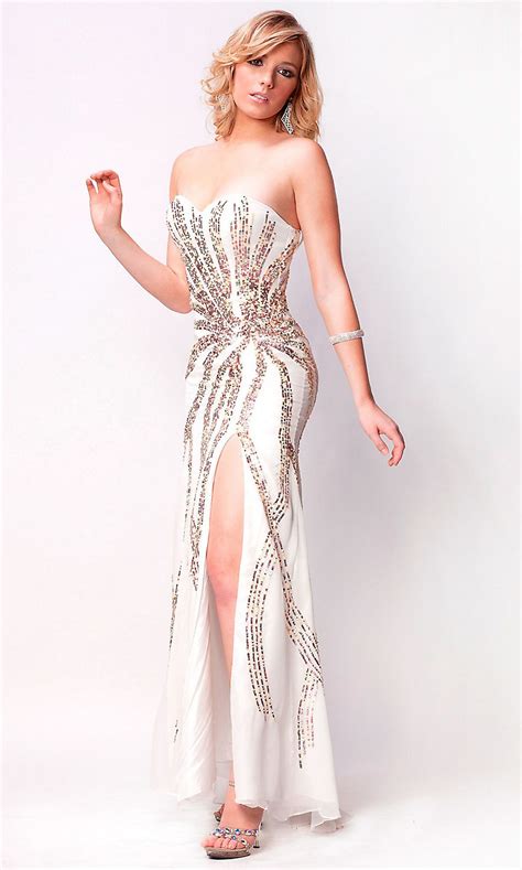 Strapless Sweetheart Off White Sequin Dress Nc Ja9001 White Sequin Dress Fancy Gowns Dresses