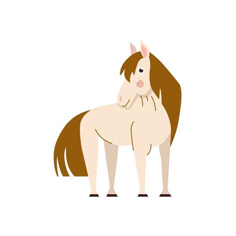 Cute Horse Cartoon Vector Illustration Isolated On White Background