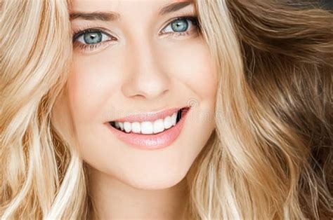 Beautiful Blonde Woman Smiling White Teeth Smile Stock Image Image