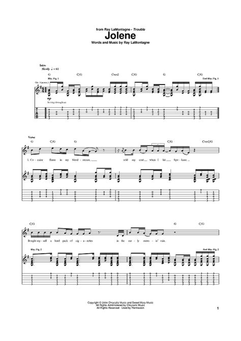 Jolene Sheet Music By Ray Lamontagne For Guitar Tab Sheet Music Now